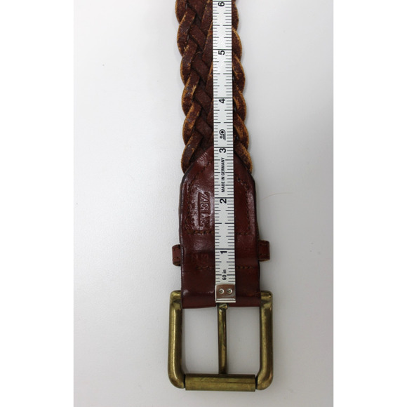 Vintage Zele Belt SM 28 Saddle Brown Thick Hand Braided Basketweave Leather - Picture 12 of 13